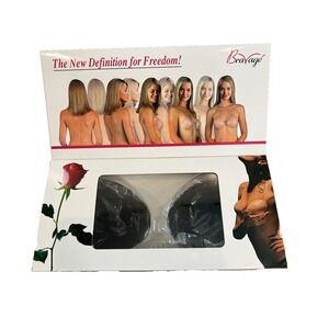 BraVage Backless Strapless Bra Black Size D Silicone Adhesive Front Closure